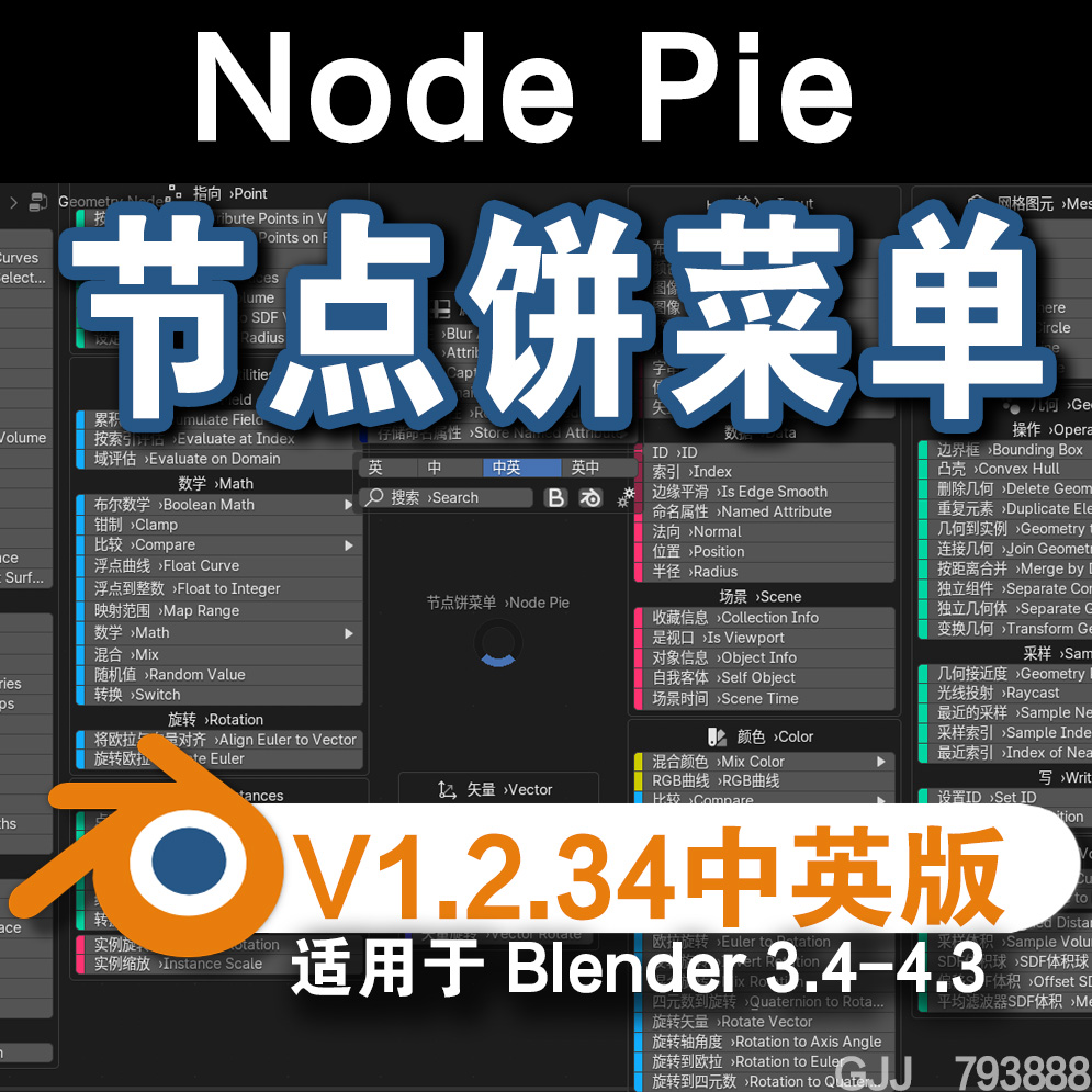 🍪节点饼菜单 (Node Pie 1.2.34中英对照版)Blender中文版插件免费下载-MGJT资源